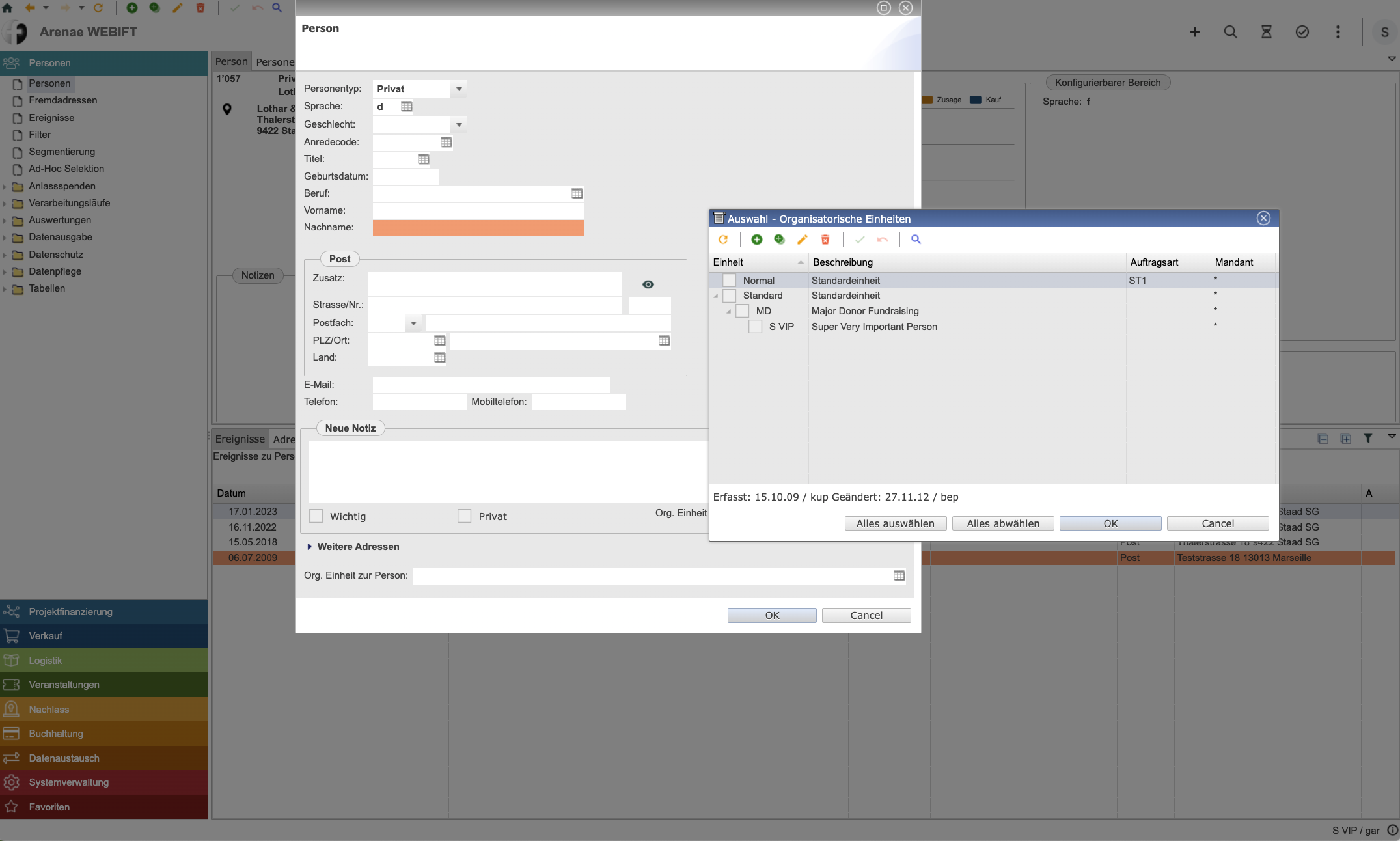 14 Person erfassen und OE definieren