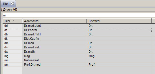Volltextsuche mit Buchstabe 'm'