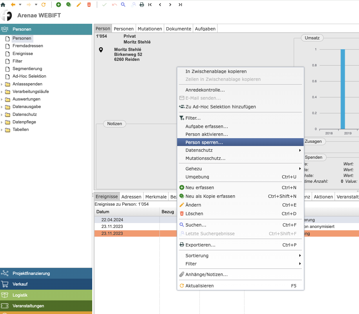 5 Person sperren waehlen