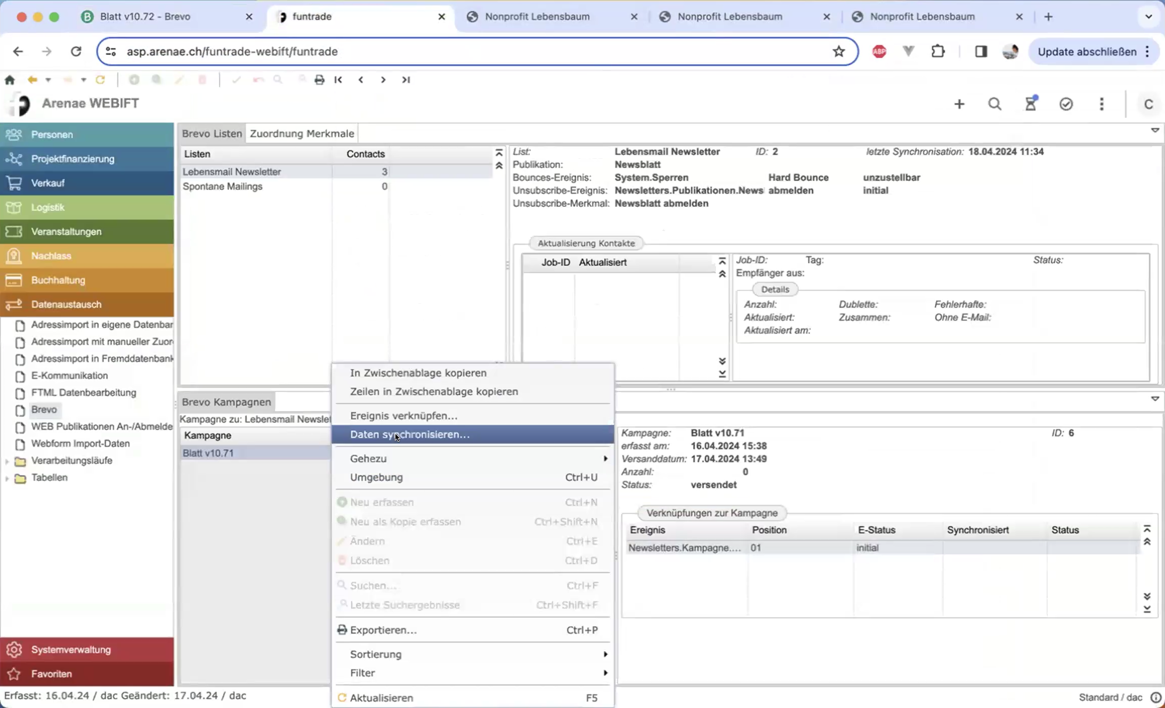 Daten synchronisieren