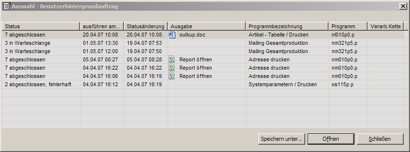 Jobübersicht